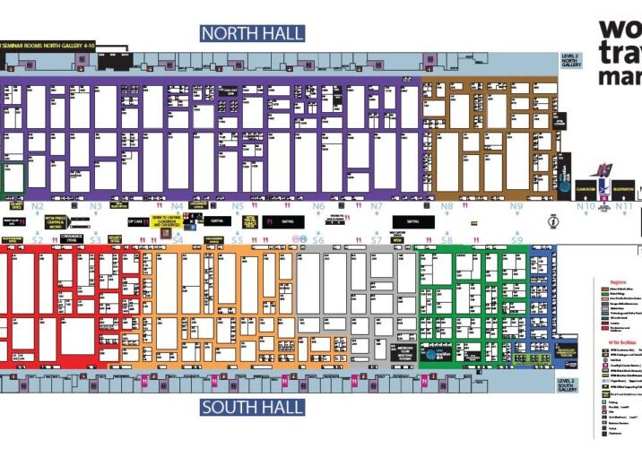 A map of the north and south hall.